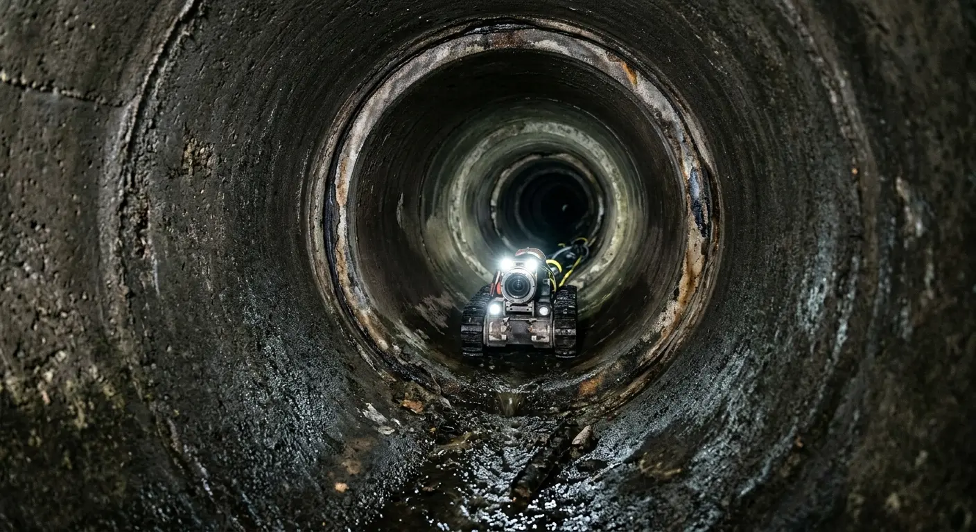 Robotic sewer camera inspecting pipe interior for Sewer Line Repair in North Merritt Island